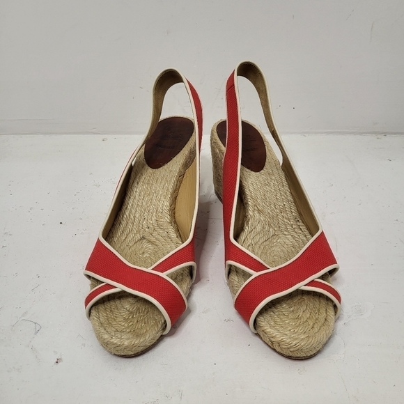 Christian Louboutin Red Espadrille Wedge Sandal Size 40 - Picture 1 of 15